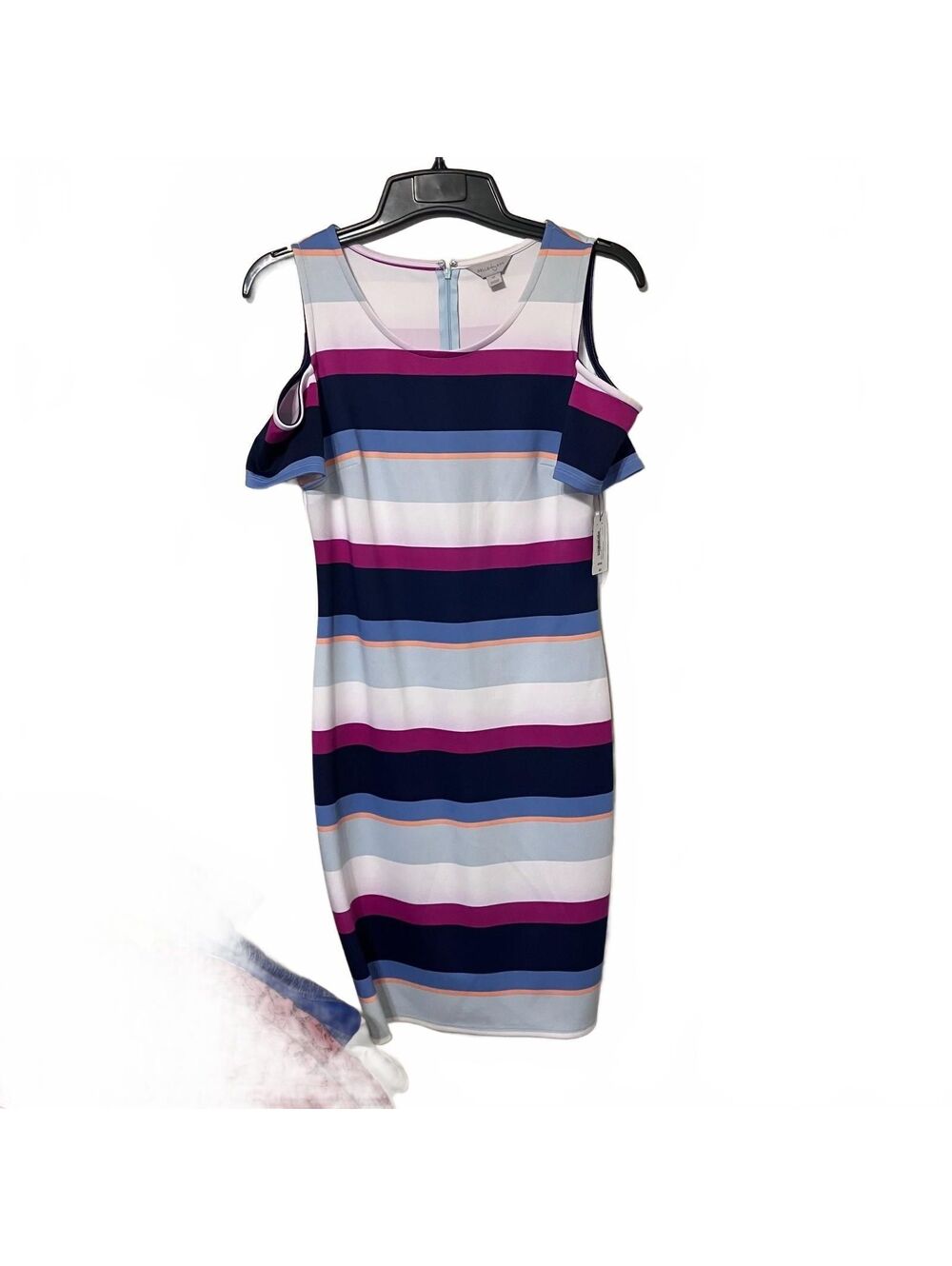 Belle Sky Multi Colored Cold Shoulder Striped Preppy Dress Size Small-New